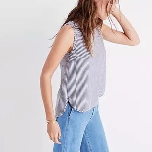Madewell blue and white striped tank